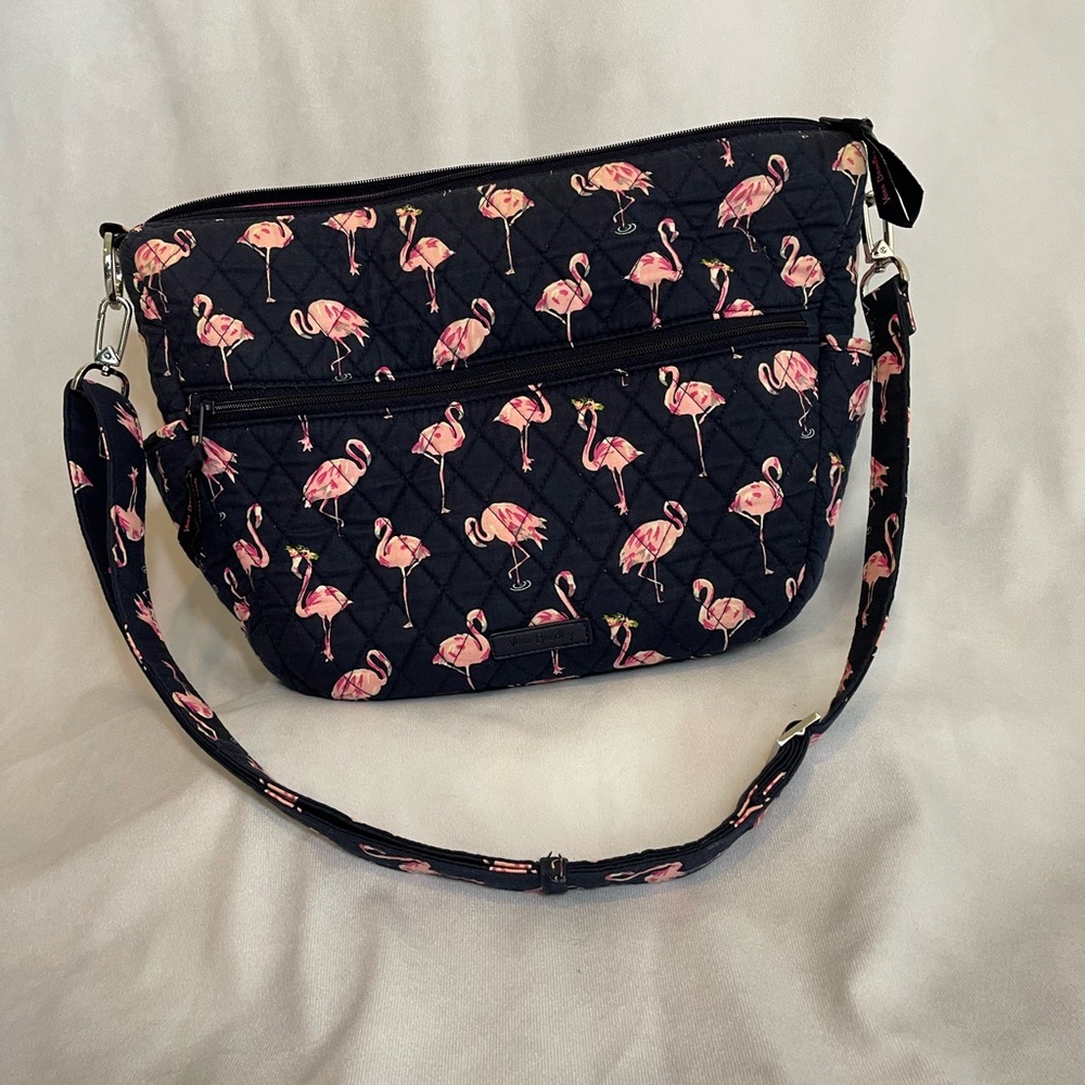 Vera Bradley Black and Pink Flamingo Crossbody Bag